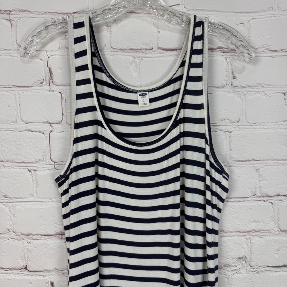Old Navy Black White Sleeveless Sheath Maxi Dress stretchy size large tropical - Picture 3 of 9